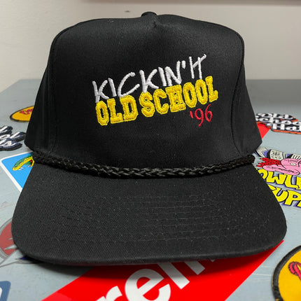 KICKIN' IT OLD SCHOOL 1996  Vintage Custom Embroidered Black Golf Snapback Cap Hat