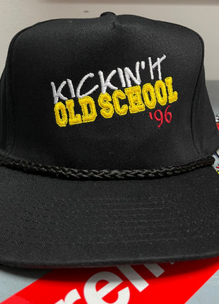 KICKIN' IT OLD SCHOOL 1996  Vintage Custom Embroidered Black Golf Snapback Cap Hat