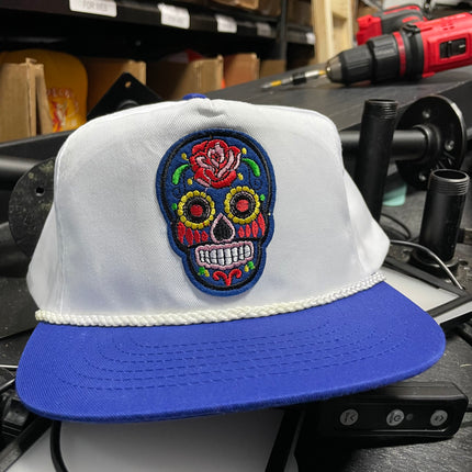 Custom Day of the dead  Dia de los Muertos Rope Golf Blue Brim Snapback Cap Hat