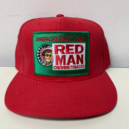 Custom Redman Chewing Tobacco Vintage Red Strapback Hat Cap
