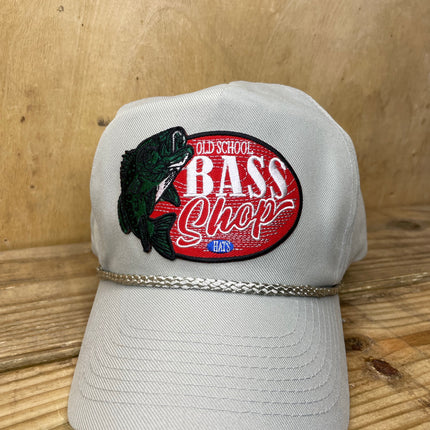 Old SchoolBass Shop Fishing Gray curve Brim Snapback Cap Hat