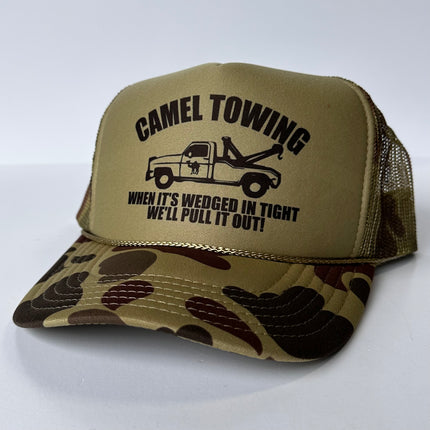 Camel Towing Camouflage Mesh Trucker SnapBack Cap Hat Custom Printed