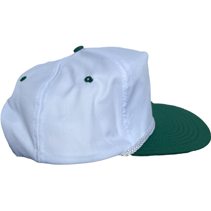 Vintage White Crown Green Brim SnapBack Hat Cap
