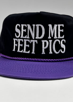 SEND ME FEET PICS Custom Embroidred on a purple rope SnapBack hat cap