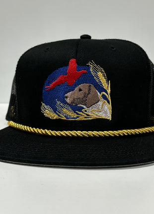 Lab Bird Scenery Black Mesh SnapBack Hat Cap Custom Embroidery