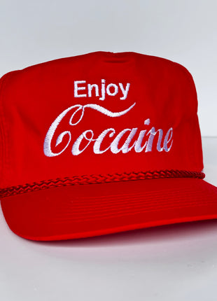 Custom Enjoy Cocaine Vintage Rope SnapBack Cap Hat Custom Embroidered