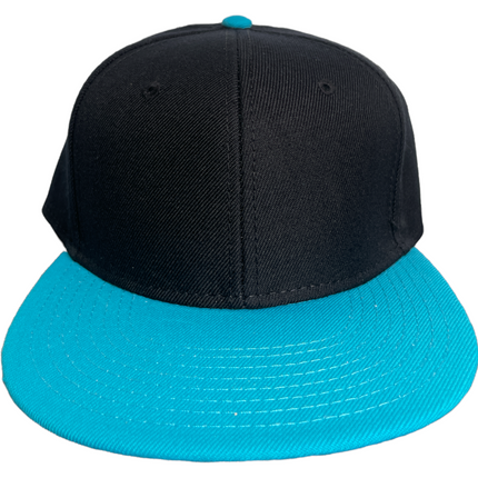 Black Mid Crown Teal Brim SnapBack Hat Cap