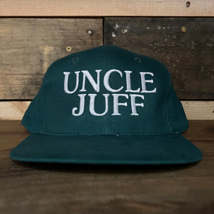 Uncle Juff Vintage Green SnapBack Hat Cap Custom Embroidery