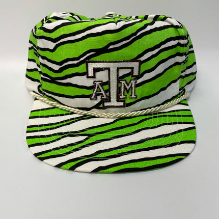 Custom Texas A&M Vintage Rope Green Zebra SnapBack Hat Cap Ready to ship