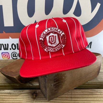 Custom University of Oklahoma Sooners Patch Red Pinstripe Snapback Cap Hat