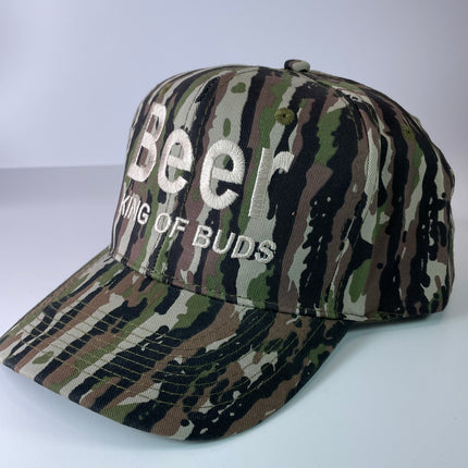 BEER KING OF BUDS Camouflage Snapback Cap Hat Camo Custom Embroidered