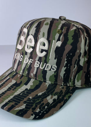 BEER KING OF BUDS Camouflage Snapback Cap Hat Camo Custom Embroidered