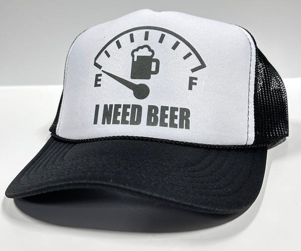 I NEED BEER Black Curve Bill Mesh Trucker Hat SnapBack Cap Funny Beer Old School Hats