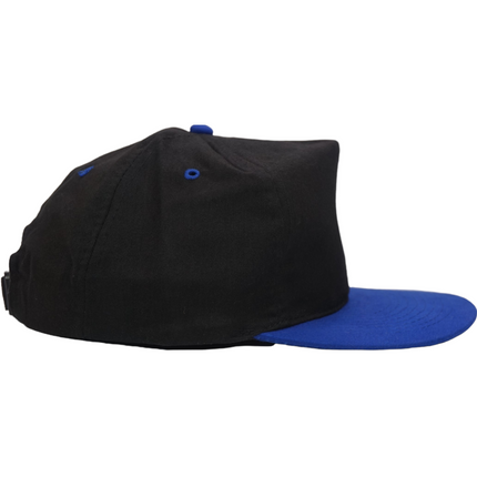 Vintage Black Mid Crown Blue Brim 5 Panel Strapback Hat Cap