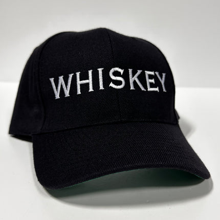 Whiskey embroidered on a black SnapBack Hat Cap Custom Embroidery