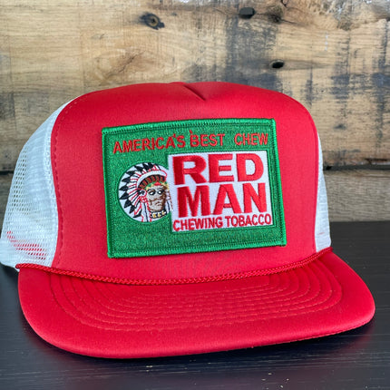 Custom Red Man Chewy Tobacco Vintage Mesh Trucker SnapBack Hat Cap