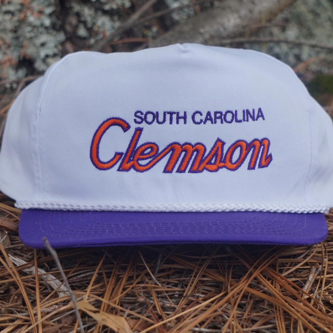 South Carolina Clemson Vintage Purple Crown Rope Snapback Hat Cap  Embroidered