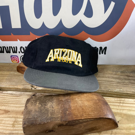 Custom Vintage Arizona State Low Crown  Black and gray Snapback Cap Hat