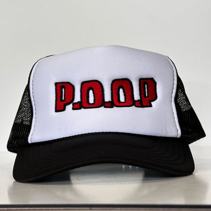 POOP FUNNY Black Mesh SnapBack Trucker Cap Custom Embroidered Hat Instagram, YouTube and TikTok Collab Merch Potent Frog