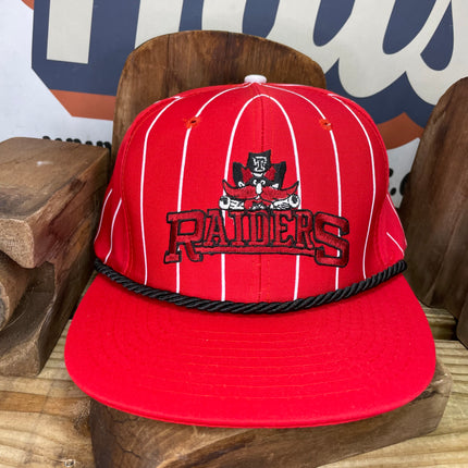 Custom Texas Tech Raiders Black Rope Red Pinstripe Snapback Hat Cap Fits Up to 7 3/4