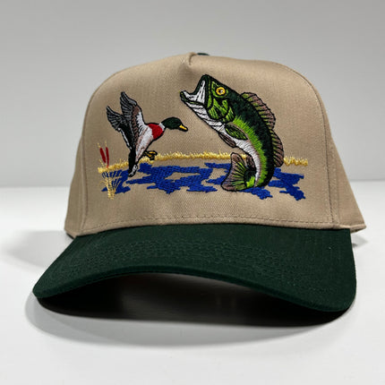 NEW! FISH BASS OUTDOOR SPORT FISHING BALL CAP HAT TAN