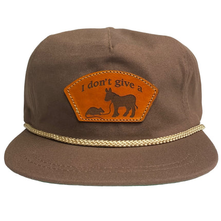 The Leather Head Hat Co I don’t give a rats ass leather patch brown gold Strapback Hat Cap