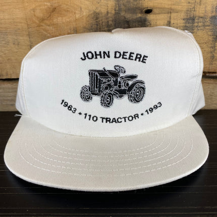 Vintage John Deere 110 Tractor White Snapback Hat Cap