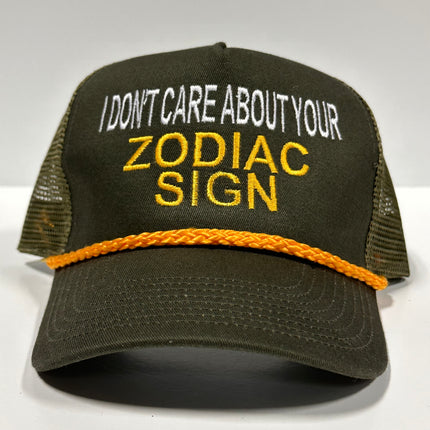 I don’t care about your Zodiac Sign Mesh Trucker SnapBack Hat Cap Custom Embroidered