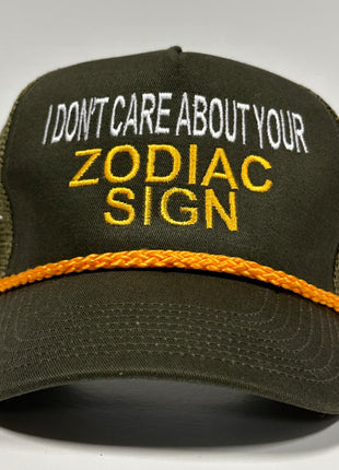 I don’t care about your Zodiac Sign Mesh Trucker SnapBack Hat Cap Custom Embroidered