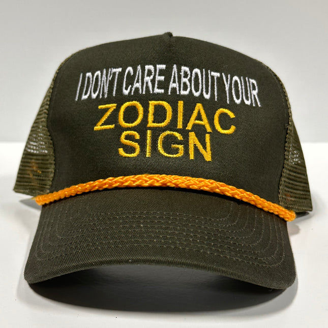 I don’t care about your Zodiac Sign Mesh Trucker SnapBack Hat Cap Custom Embroidered