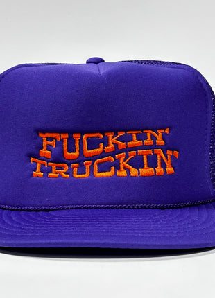 Fn Truckin Vintage Purple Mesh Trucker Snapback Hat Cap Custom Embroidery
