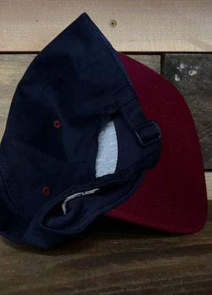 If You Read This Show Me Your Tits Vintage Navy Crown Maroon Brim Strapback Hat Cap Custom Embroidery