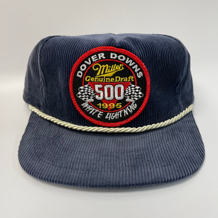 Custom Dover Downs Genuine Miller Draft Beer White Rope Vintage Corduroy SnapBack Hat Cap Ready to ship