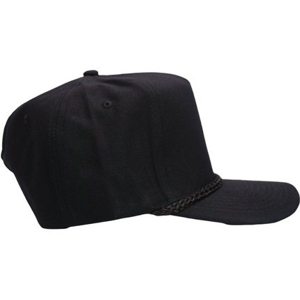 Vintage Black Mid Crown Snapback Hat Cap with Rope