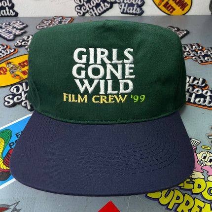 GIRLS GONE WILD Film Crew 99 Vintage Blue Brim Green Crown Strapback Cap Hat Custom Embroidered