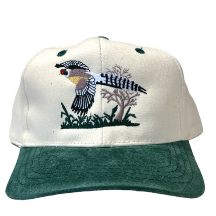 Pheasant Hunting Vintage Suede SnapBack Cap Hat Custom Embroidered
