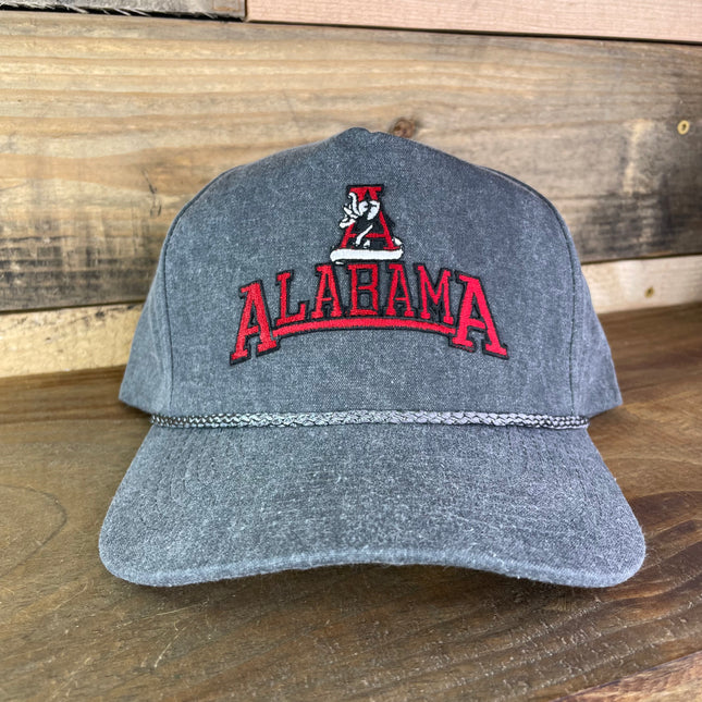 Custom Alabama Vintage Patch Charcoal Rope Snapback Cap Hat