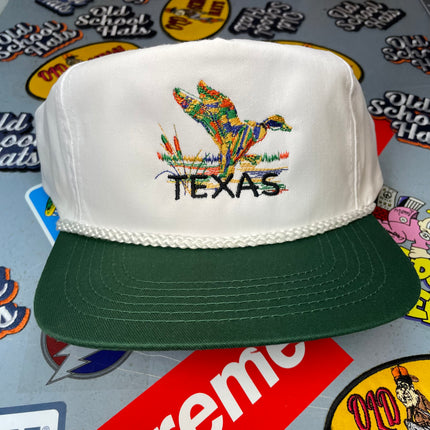 Texas Mallard Duck Vintage Green Brim Golf Snapback Rope Cap Hat Custom Embroidered