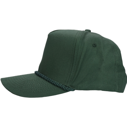 Vintage Hunter Green Mid Crown Snapback Hat Cap with Rope