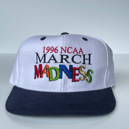 1996 March Madness white/blue Custom Embroidered Strapback Cap Hat