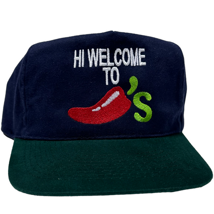 Hi Welcome to chilies Vintage Navy crown Burgundy Brim Strapback Cap Hat Meme Custom Embroidered