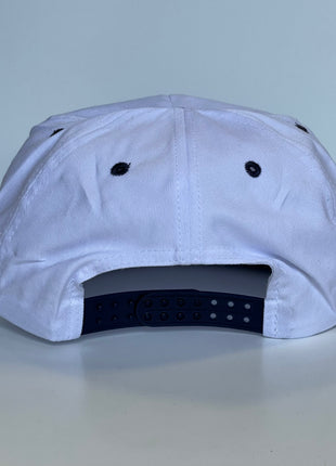 RUN THE DANG BALL Silver and Navy Blue on a Vintage Rope Navy Brim Snapback Cap Hat Custom Embroidered