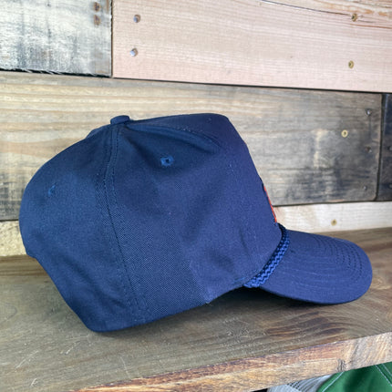 Custom SMU Mustangs Vintage Patch Navy Rope Snapback Cap Hat