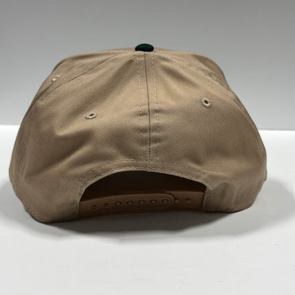 Tarps Stews Bids on a Tan crown Green Brim SnapBack Hat Cap Custom Embroidery