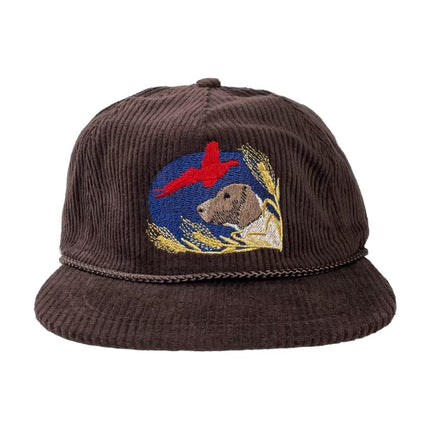 OSH Hunting Dog Scenery Brown Rope Corduroy Strapback Cap Hat Custom Embroidered