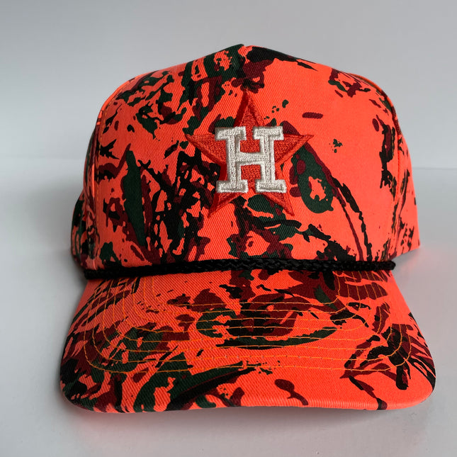 Custom Astros patch Vintage Orange Camo Rope Snapback Cap Hat