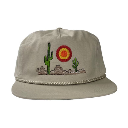 Arizona Desert Cactus Scenery Tan Strapback Cap Hat Custom Embroidered