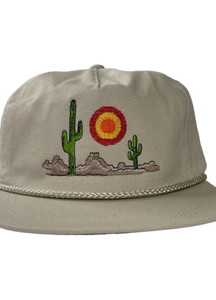 Arizona Desert Cactus Scenery Tan Strapback Cap Hat Custom Embroidered