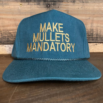 Make Mullets Mandatory Vintage Snapback Hat Cap with rope Custom Embroidery