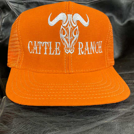 Custom Cattle Ranch Vintage Custom Embroidered Burnt Orange Mesh Trucker Snapback Cap Hat